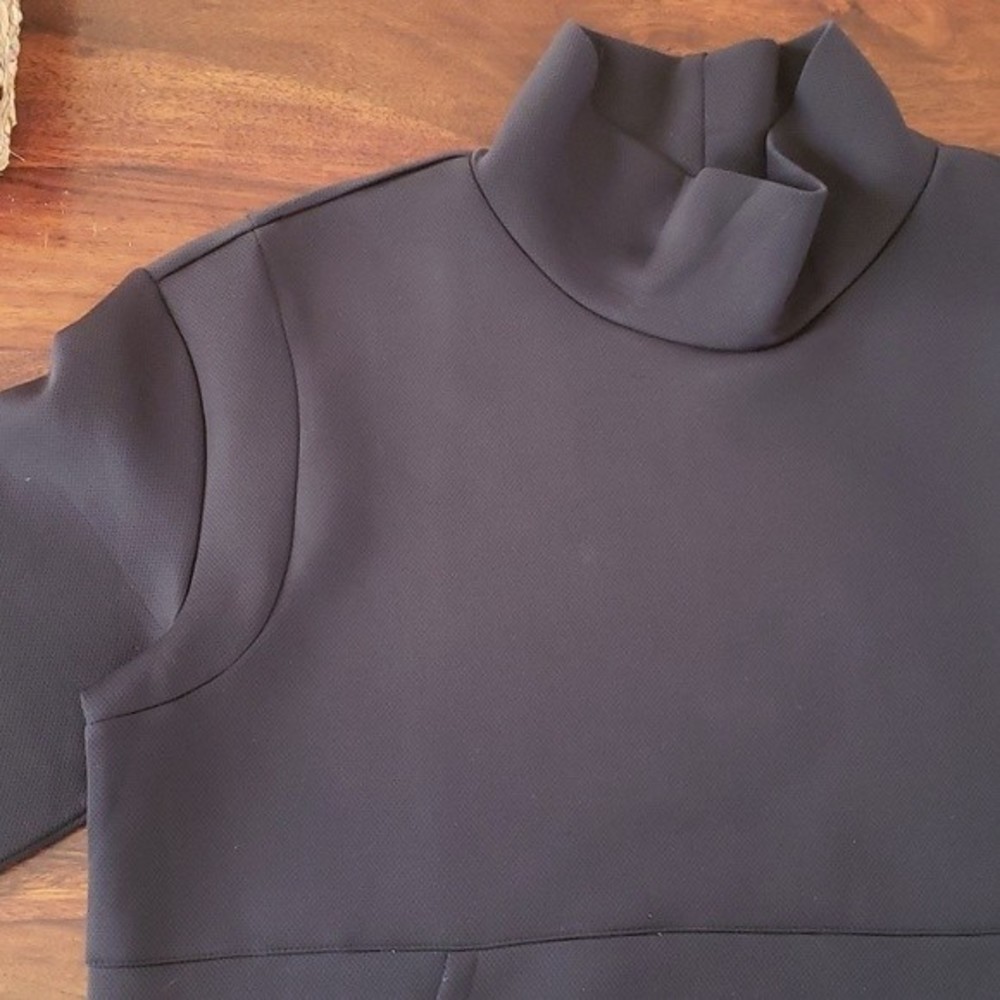 ZELLA Black Funnel Neck Pullover Sweatshirt Large L Drawstring Hem Cozy - Picture 6 of 10